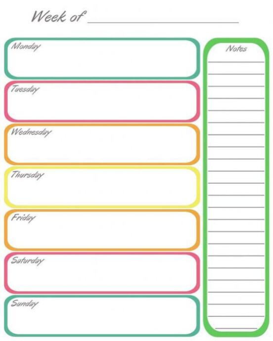 White Joyful Weekly Planner Template | Colorful Printable Schedule Organizer With Notes Section Inst Instagram Portrait