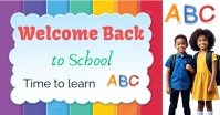 White Joyful Welcome Back To School  Facebook Ad Reklama na Facebooka template