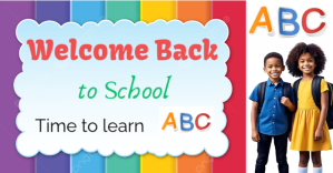 White Joyful Welcome Back To School  Facebook Ad template