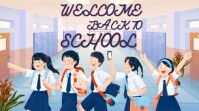 White Joyful Welcome Back To School Template  Digital Display (16:9)