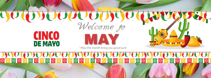 White Joyful Welcome To May Facebook Cover Photo template