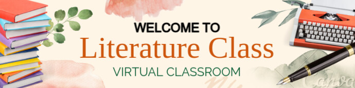 White Joyful Welcome To Our Classroom Literature Class  Google Classroom Banner template
