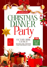 White Joyful White 3d Christmas Dinner Party Flyer A4 template
