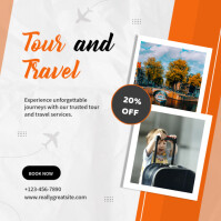 White Joyful White And Orange Modern Tours And Travels Agency Promotion Instagram Post Instagram Pos template