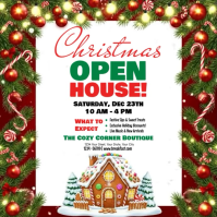 White Joyful White Illustrative Christmas Open House Instagram Post  Instagram Post template