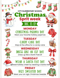 White Joyful White Joyful White List-based Winter Spirit Week Social Media Post Flyer (us Letter) Fl Volante (Carta US) template