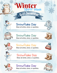 White Joyful White List-based Winter Spirit Week Instagram Story Flyer (us Letter) Pamflet (VSA Brief) template