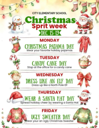 White Joyful White List-based Winter Spirit Week Social Media Post Flyer (us Letter) template