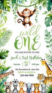 White Joyful Wild One Birthday Flyer Template Instagram Story Indaba yaku-Instagram