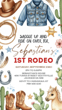 White Joyful Wild West Birthday Invitation Instagram Story template