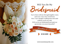 White Joyful Will You Be My Bridesmaid Postcard template