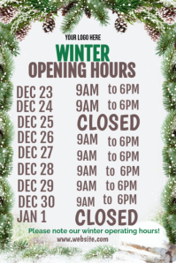 White Joyful Winter Opening Hours Pinterest Graphic Pinterest-grafik template
