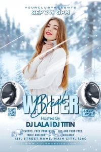 White Joyful Winter Party Night Ad Banner 4' × 6' template