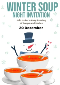 White Joyful Winter Soup Invitation A3 template