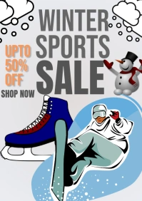 White Joyful Winter Sports Sale  A1 template