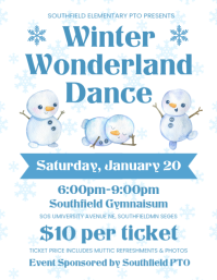 White Joyful Winter Wonderland Dance Invitation  Flyer (us Letter) template
