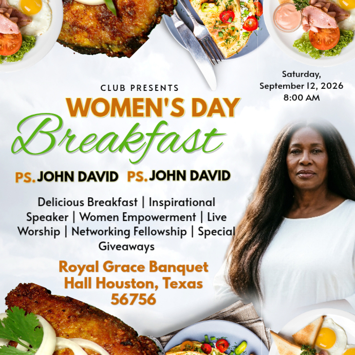 White joyful women's day breakfast event instagram post Template ...
