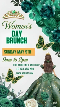 White Joyful Womens Day Bruch Digital Display template