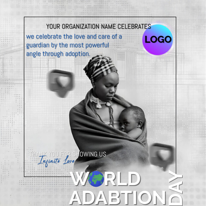 White Joyful World Adoption Day Instagram Post Template | PosterMyWall