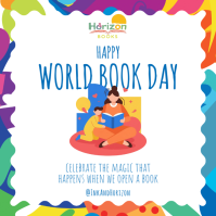 White Joyful World Book Day Square template
