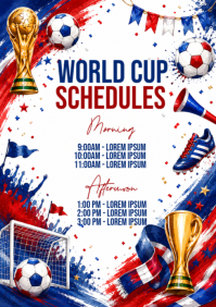 White Joyful World Cup Schedule A4 template
