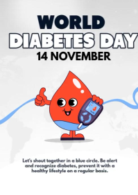 White Joyful  World Diabetes Day Flyer Poster A5 template
