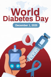 White Joyful World Diabetes Day  Poster template
