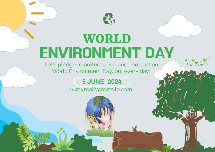 White Joyful World Environment Day Postcard Template | PosterMyWall