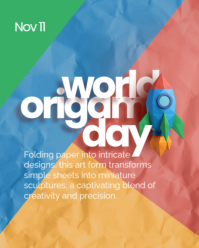 White Joyful World Origami Day Instagram Portrait template