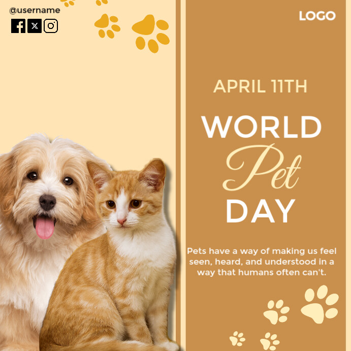 White Joyful World Pet Day Poster  Instagram Post template