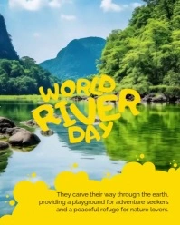 White Joyful World River Day Instagram Portrait template