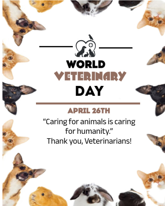 White Joyful World Veterinary Day Instagram Portrait template