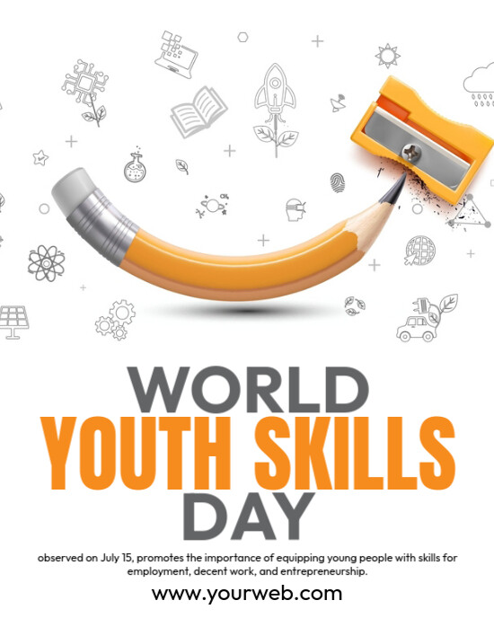 White Joyful World Youth Skill Day Instagram Portrait template
