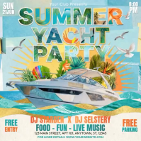 White Joyful Yacht Party Square Video Isikwele (1:1) template