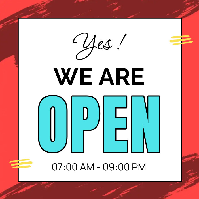 White Joyful Yes We're Open Now And Closed Po Post Instagram template