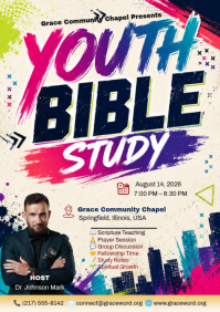 White Joyful Youth Bible Study Event A4 template