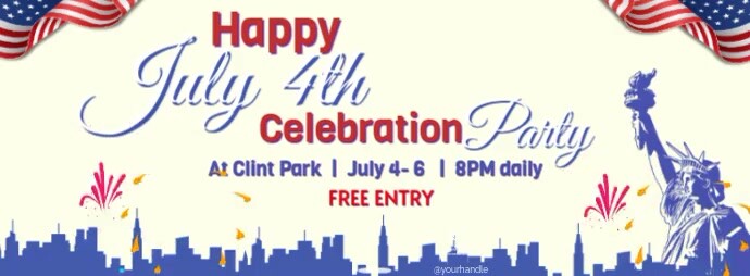 White July 4th Celebration  Facebook Cover Photo template