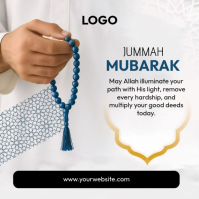 White Jummah Mubarak Instagram Post template
