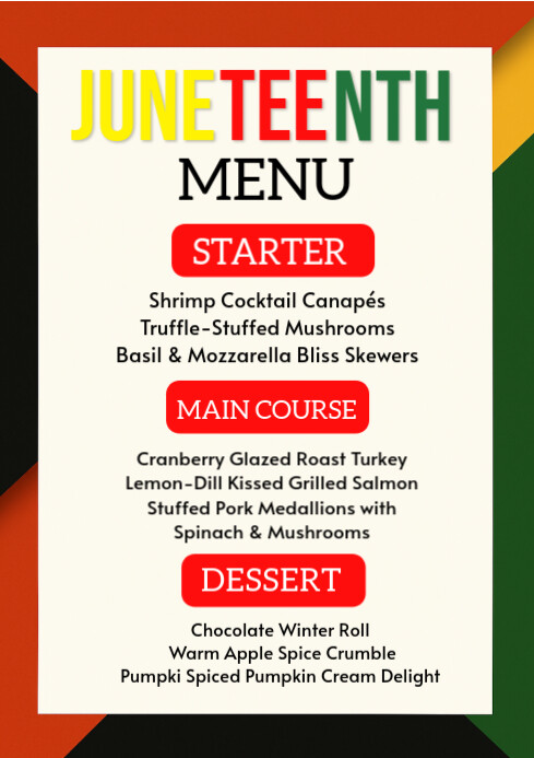 White Juneteenth Day Menu List A4 Template | PosterMyWall
