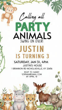 White Jungle Animal Birthday Party Instagram Story Instagram-Story template