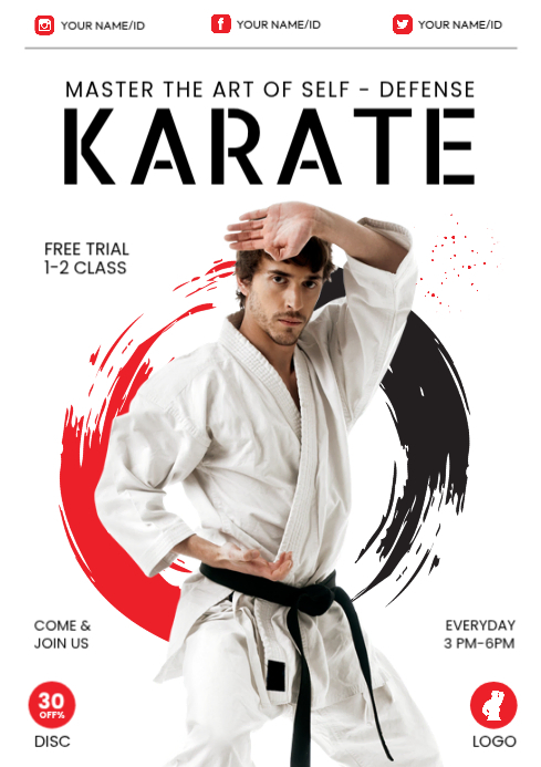 Karate Layout White Karate Classes A4 Template | PosterMyWall