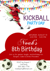 White Kickball Birthday Party A4 template