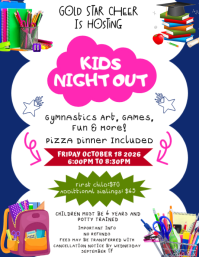 White Kids Night Out Event Pamflet Template