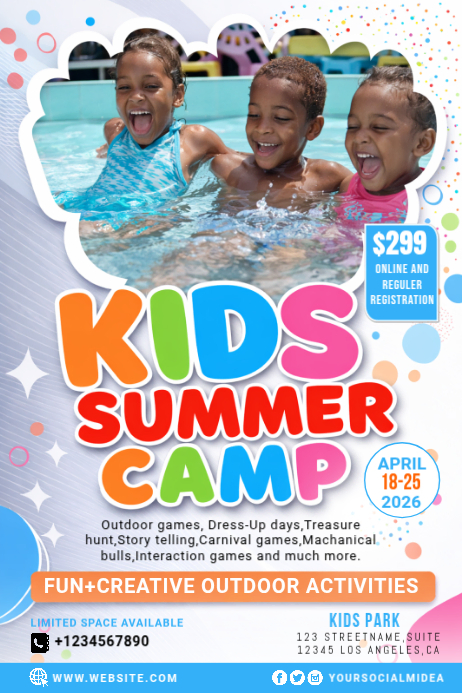 White Kids Summer Camp Poster Template | PosterMyWall
