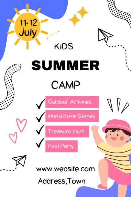 White Kids Summer Camp Poster Template | PosterMyWall