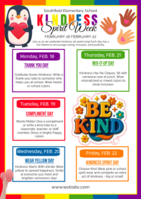 White Kindness Spirit Week A6 template