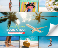 White Kolase Promotional Tropical Summer Vacation Facebook Post Persegi Panjang Besar Duży prostokąt template