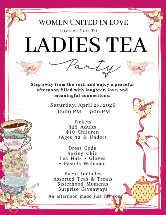Ladies Tea Graphics White Ladies Tea Party Flyers Template | PosterMyWall
