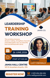 White Leadership Training Workshop Half Page Wide template