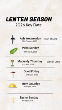 Weiß Lenten Season Key Dates Instagram Story Template